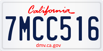 CA license plate 7MCC516