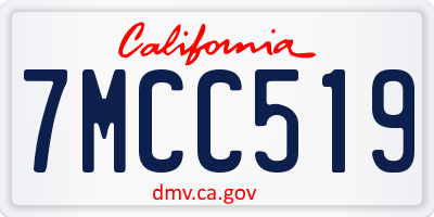 CA license plate 7MCC519