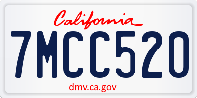 CA license plate 7MCC520