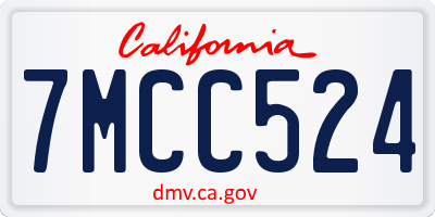 CA license plate 7MCC524