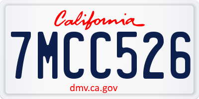 CA license plate 7MCC526