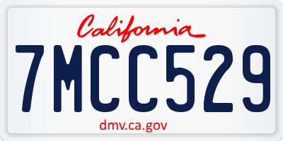 CA license plate 7MCC529