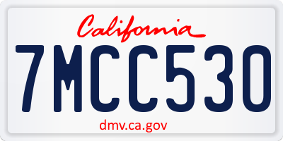 CA license plate 7MCC530
