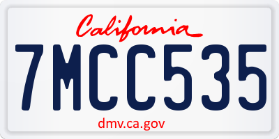 CA license plate 7MCC535