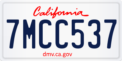 CA license plate 7MCC537