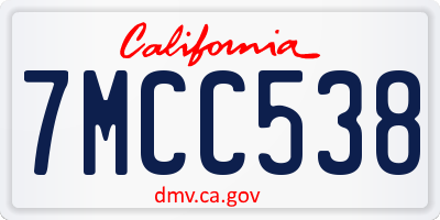 CA license plate 7MCC538