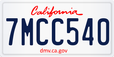 CA license plate 7MCC540