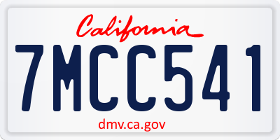 CA license plate 7MCC541