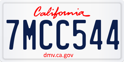 CA license plate 7MCC544