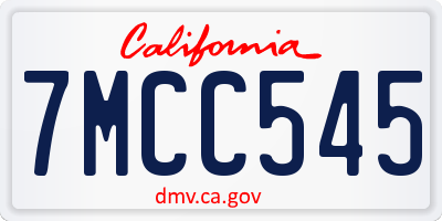 CA license plate 7MCC545