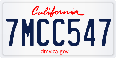 CA license plate 7MCC547