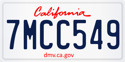 CA license plate 7MCC549