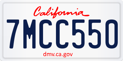 CA license plate 7MCC550