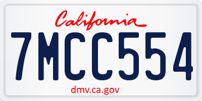 CA license plate 7MCC554