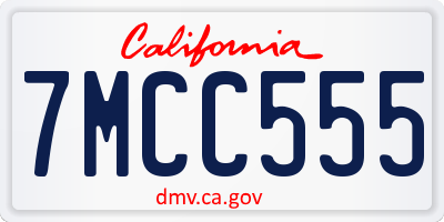 CA license plate 7MCC555