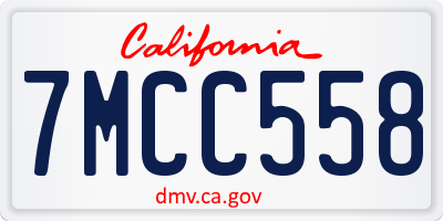CA license plate 7MCC558