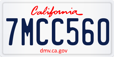 CA license plate 7MCC560
