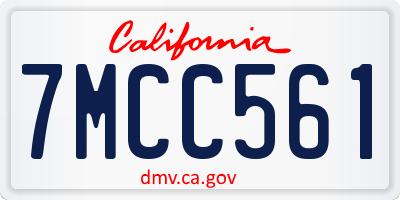 CA license plate 7MCC561