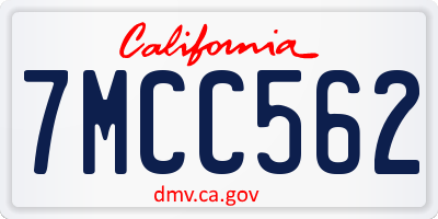 CA license plate 7MCC562