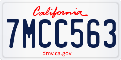 CA license plate 7MCC563