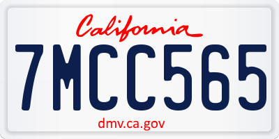 CA license plate 7MCC565
