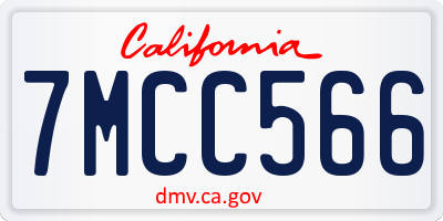 CA license plate 7MCC566