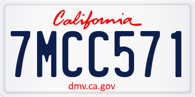 CA license plate 7MCC571