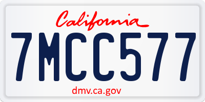 CA license plate 7MCC577