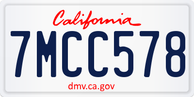 CA license plate 7MCC578