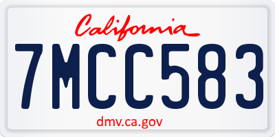 CA license plate 7MCC583
