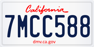 CA license plate 7MCC588