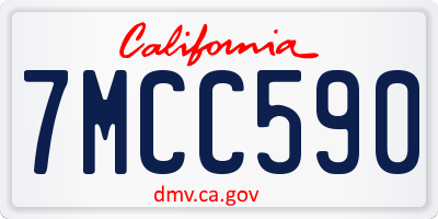 CA license plate 7MCC590