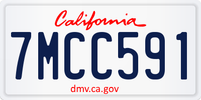 CA license plate 7MCC591