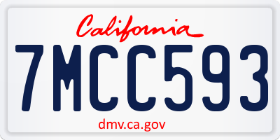 CA license plate 7MCC593