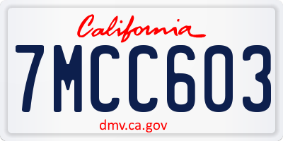 CA license plate 7MCC603