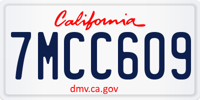 CA license plate 7MCC609