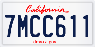 CA license plate 7MCC611