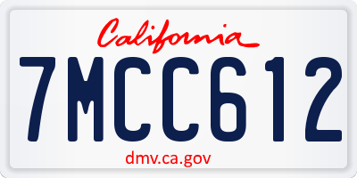 CA license plate 7MCC612
