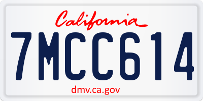 CA license plate 7MCC614
