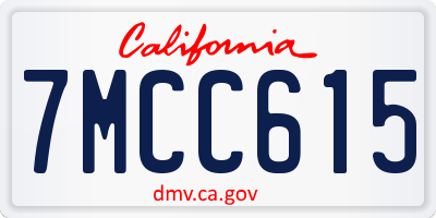 CA license plate 7MCC615