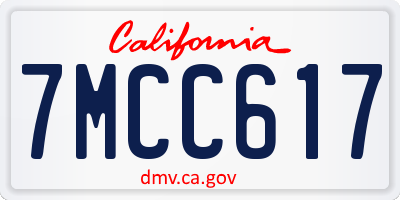 CA license plate 7MCC617