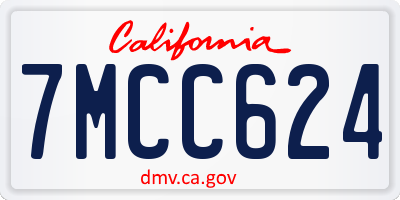 CA license plate 7MCC624