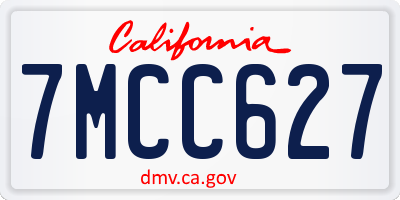 CA license plate 7MCC627