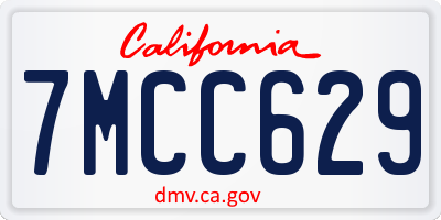 CA license plate 7MCC629