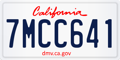 CA license plate 7MCC641