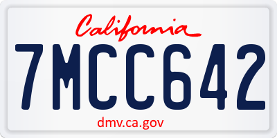 CA license plate 7MCC642