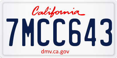 CA license plate 7MCC643
