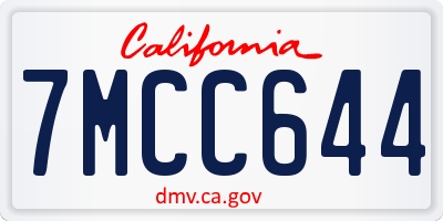 CA license plate 7MCC644