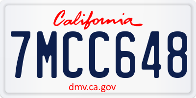 CA license plate 7MCC648