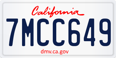 CA license plate 7MCC649